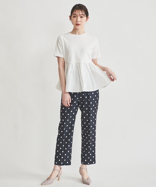 31 Sons de mode（トランテアン　ソン　ドゥ　モード）の「ドット柄ベルト付きテーパードパンツ（その他パンツ・レディース・オフホワイト/ネイビー・36/38）」の16枚目の写真