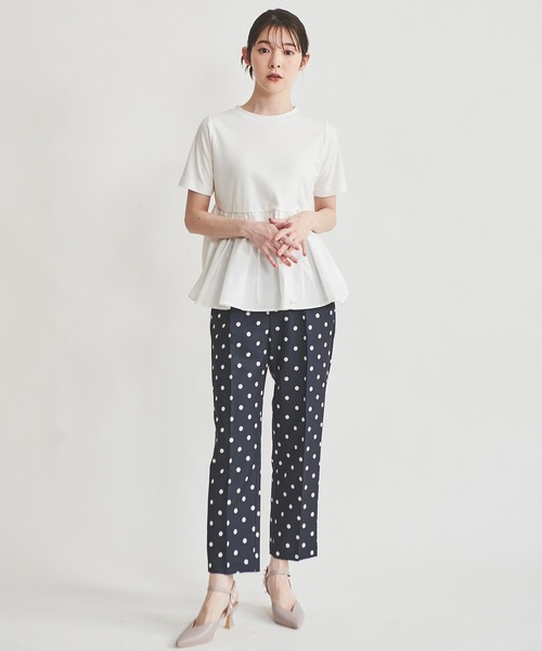 31 Sons de mode（トランテアン　ソン　ドゥ　モード）の「ドット柄ベルト付きテーパードパンツ（その他パンツ・レディース・オフホワイト/ネイビー・36/38）」の17枚目の写真