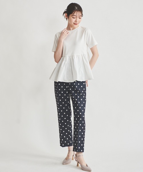 31 Sons de mode（トランテアン　ソン　ドゥ　モード）の「ドット柄ベルト付きテーパードパンツ（その他パンツ・レディース・オフホワイト/ネイビー・36/38）」の18枚目の写真