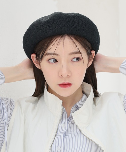Honeys（ハニーズ）の「サーモニットベレー帽（ハンチング/ベレー帽・レディース・アイボリー/ブラック/ライトベージュ/ライトグレー・FREE）」の10枚目の写真