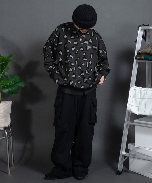Perushu（ペルーシュ）の「ダメージレオパードニット（ニット/セーター・メンズ・グレー/ダークグリーン/カーキ・MEDIUM/LARGE）」の19枚目の写真