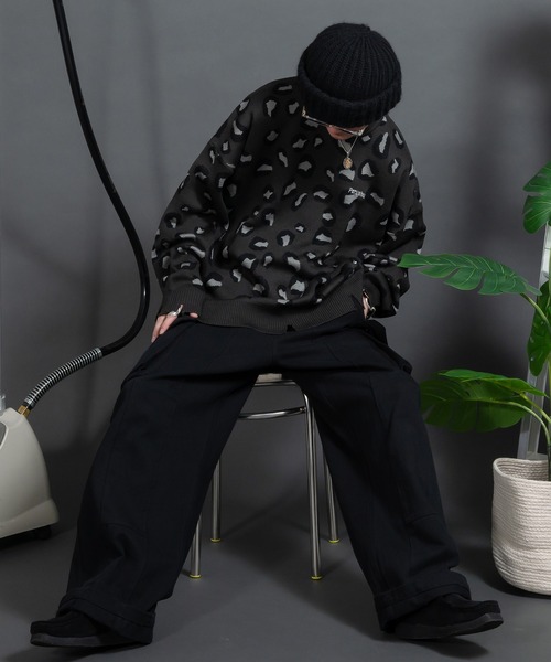 Perushu（ペルーシュ）の「ダメージレオパードニット（ニット/セーター・メンズ・グレー/ダークグリーン/カーキ・MEDIUM/LARGE）」の21枚目の写真