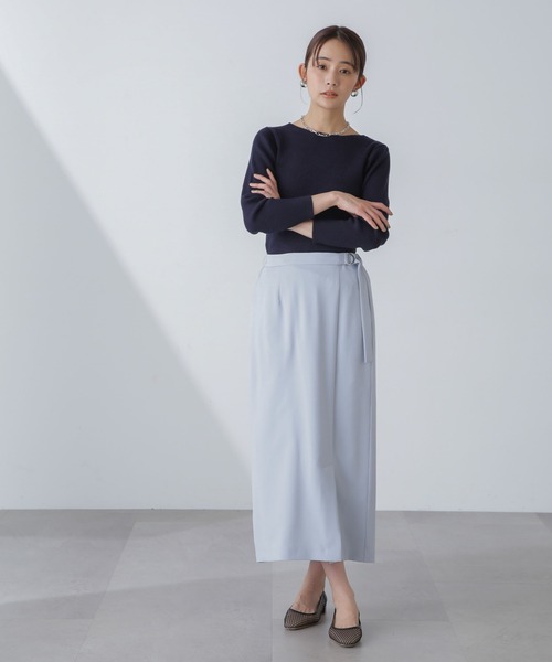 NANO universe（ナノユニバース）の「ラメニットボートネックリブトップス（ニット/セーター・レディース・ネイビー/グレー/ライトベージュ・FREE）」の22枚目の写真