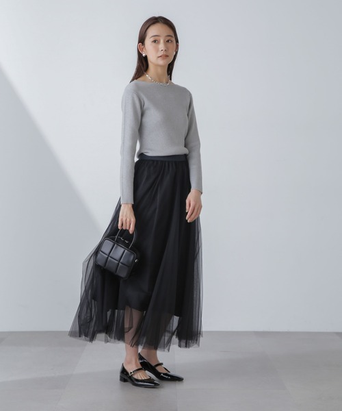 NANO universe（ナノユニバース）の「ラメニットボートネックリブトップス（ニット/セーター・レディース・ネイビー/グレー/ライトベージュ・FREE）」の8枚目の写真