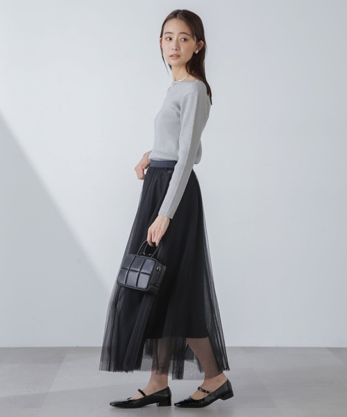 NANO universe（ナノユニバース）の「ラメニットボートネックリブトップス（ニット/セーター・レディース・ネイビー/グレー/ライトベージュ・FREE）」の9枚目の写真