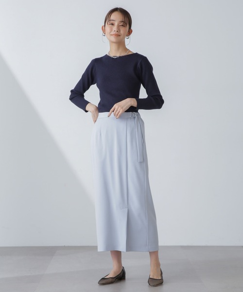 NANO universe（ナノユニバース）の「ラメニットボートネックリブトップス（ニット/セーター・レディース・ネイビー/グレー/ライトベージュ・FREE）」の21枚目の写真