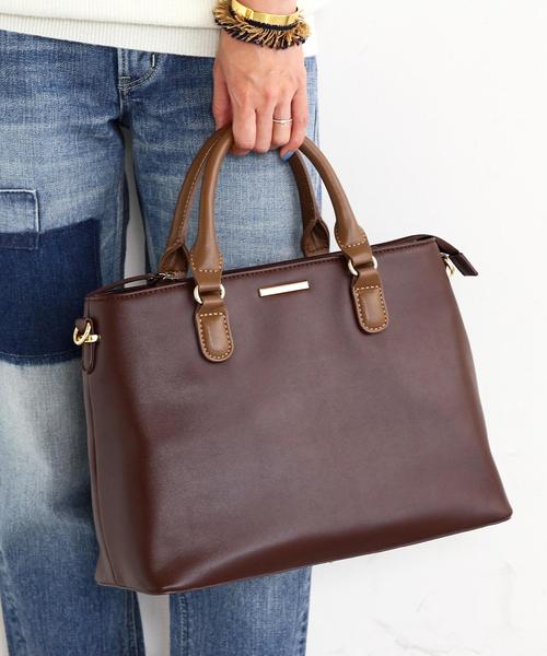 BEAUTY&YOUTH UNITED ARROWS(ビューティーアンドユースユナイテッドアローズ)の「BY∵ メタルバー2トーントートバッグ(トートバッグ・レディース・ブラック/ダークブラウン・FREE)」の3枚目の写真