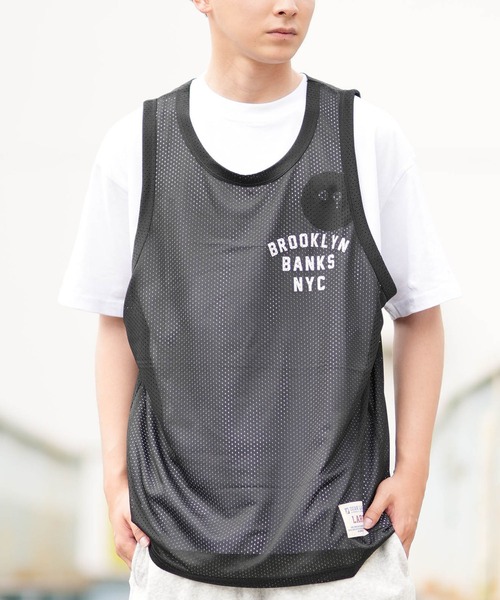 ムラサキスポーツ（ムラサキスポーツ）の「【ムラサキスポーツ限定】DEAR LAUREL/ディアローレル タンクトップ メッシュ ユニセックス D24S2145（タンクトップ・メンズ・ホワイト/ブラック・L/M）」の2枚目の写真