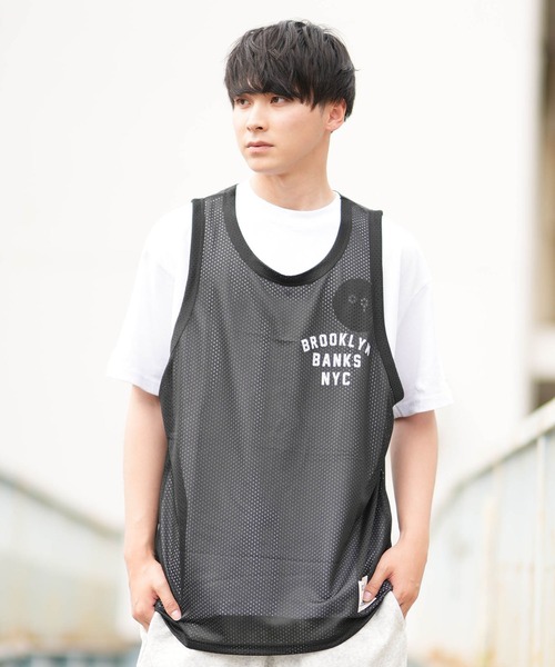 ムラサキスポーツ（ムラサキスポーツ）の「【ムラサキスポーツ限定】DEAR LAUREL/ディアローレル タンクトップ メッシュ ユニセックス D24S2145（タンクトップ・メンズ・ホワイト/ブラック・L/M）」の3枚目の写真