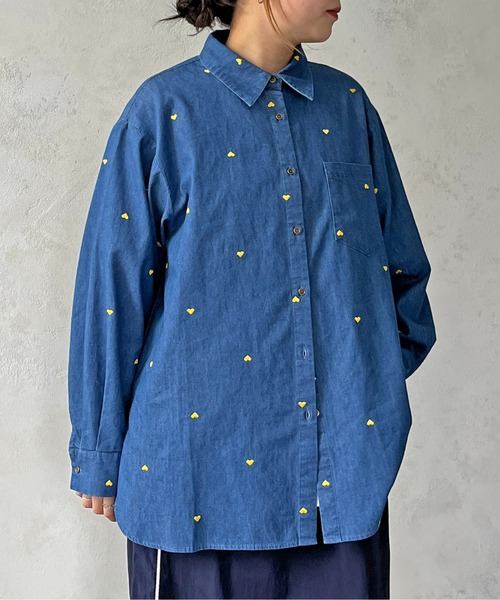 CPCM（シーピーシーエム）の「総刺繍ハートビッグシャツ（シャツ/ブラウス・レディース・オフホワイト/ブルー/オレンジ/サックスブルー・FREE）」の16枚目の写真