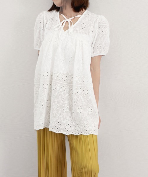 ☆新品未使用☆MUVEIL スカラップレースTシャツ 38サイズ ホワイト Tops | KOKO