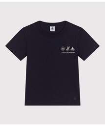 【umi】プチバトー　ロゴTシャツ　ネイビー　8ans & 10ans PETIT BATEAU｜プチバトーのTシャツ/カットソー（ブルー