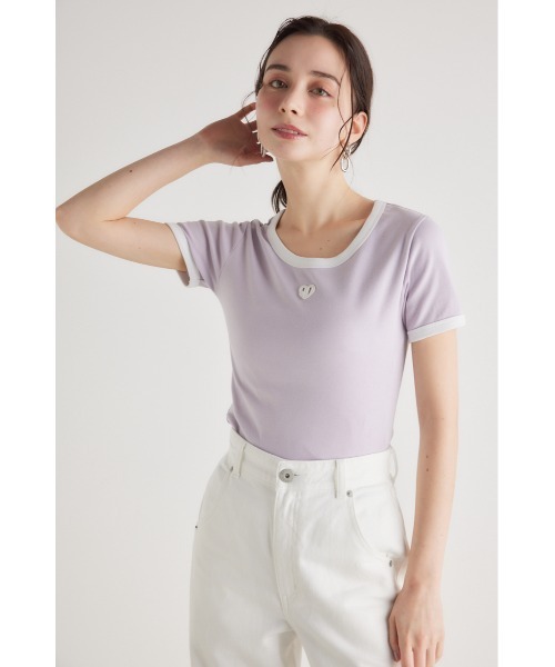 rienda（リエンダ）の「RDロゴTシャツ 春服（Tシャツ/カットソー・レディース・ホワイト/ブラック/パープル/ベージュ・FREE）」の4枚目の写真