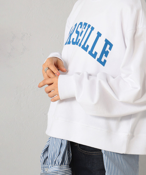 FOUND GOOD（ファウンドグッド）の「ロゴプリント裏毛スウェットプルオーバー（スウェット・レディース・グレー系5/グレー系8/グリーン系5/ホワイト系5・L/S/M）」の6枚目の写真