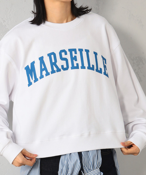 FOUND GOOD（ファウンドグッド）の「ロゴプリント裏毛スウェットプルオーバー（スウェット・レディース・グレー系5/グレー系8/グリーン系5/ホワイト系5・L/S/M）」の7枚目の写真