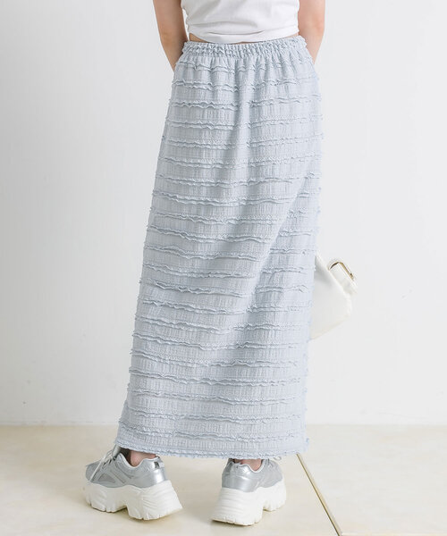 OLIVE des OLIVE（オリーブデオリーブ）の「ちびフリルタイトロングスカート（スカート・レディース・ブラック/サックスブルー/アイボリー・FREE）」の6枚目の写真