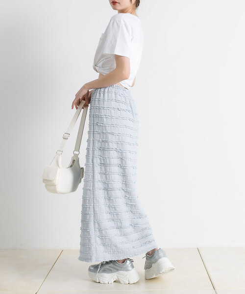 OLIVE des OLIVE（オリーブデオリーブ）の「ちびフリルタイトロングスカート（スカート・レディース・ブラック/サックスブルー/アイボリー・FREE）」の8枚目の写真