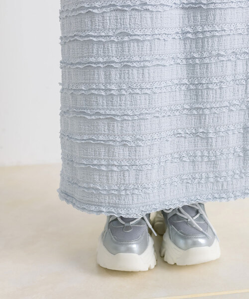 OLIVE des OLIVE（オリーブデオリーブ）の「ちびフリルタイトロングスカート（スカート・レディース・ブラック/サックスブルー/アイボリー・FREE）」の15枚目の写真