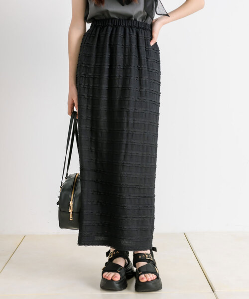 OLIVE des OLIVE（オリーブデオリーブ）の「ちびフリルタイトロングスカート（スカート・レディース・ブラック/サックスブルー/アイボリー・FREE）」の3枚目の写真