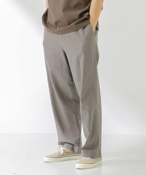 URBAN RESEARCH Sonny Label（アーバンリサーチサニーレーベル）の「リネン混ワイドストレートパンツ（その他パンツ・メンズ・カーキ/ナチュラル/グレー・MEDIUM/LARGE）」の2枚目の写真