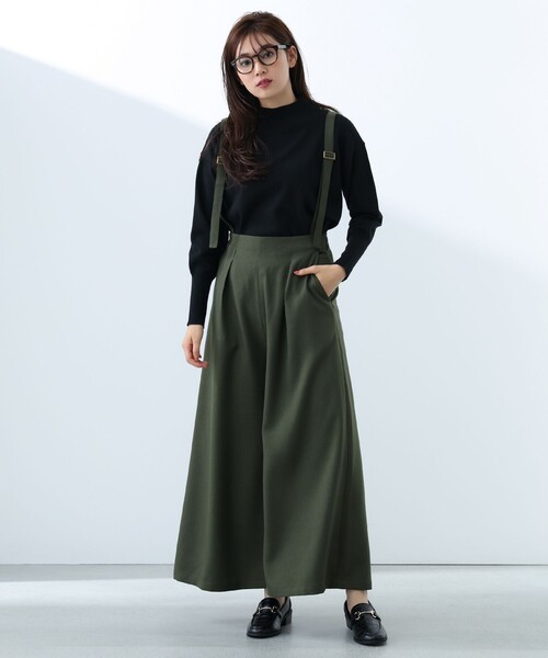 BEAMS HEART(ビームスハート)の「サスペンダー付 ハイウエスト ワイドパンツ(スラックス・レディース・ブラウン系その他4/オリーブ/チャコールグレー・SMALL/MEDIUM)」の1枚目の写真