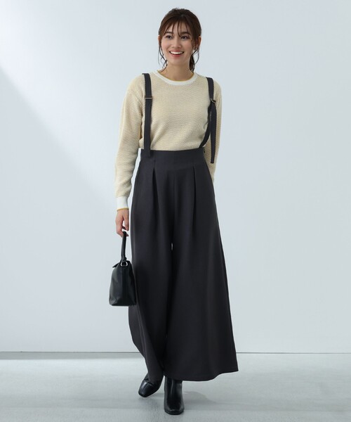 BEAMS HEART(ビームスハート)の「サスペンダー付 ハイウエスト ワイドパンツ(スラックス・レディース・ブラウン系その他4/オリーブ/チャコールグレー・SMALL/MEDIUM)」の2枚目の写真