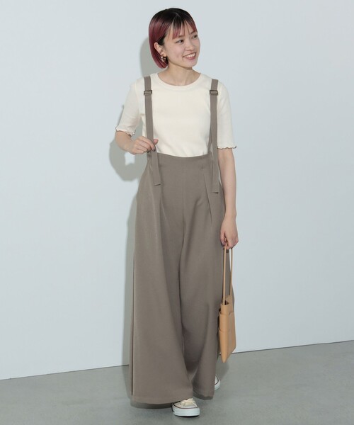 BEAMS HEART(ビームスハート)の「サスペンダー付 ハイウエスト ワイドパンツ(スラックス・レディース・ブラウン系その他4/オリーブ/チャコールグレー・SMALL/MEDIUM)」の3枚目の写真