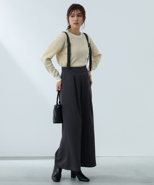 BEAMS HEART(ビームスハート)の「サスペンダー付 ハイウエスト ワイドパンツ(スラックス・レディース・ブラウン系その他4/オリーブ/チャコールグレー・SMALL/MEDIUM)」の4枚目の写真