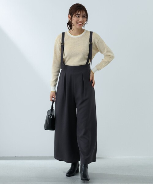 BEAMS HEART(ビームスハート)の「サスペンダー付 ハイウエスト ワイドパンツ(スラックス・レディース・ブラウン系その他4/オリーブ/チャコールグレー・SMALL/MEDIUM)」の5枚目の写真