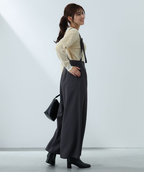 BEAMS HEART(ビームスハート)の「サスペンダー付 ハイウエスト ワイドパンツ(スラックス・レディース・ブラウン系その他4/オリーブ/チャコールグレー・SMALL/MEDIUM)」の6枚目の写真