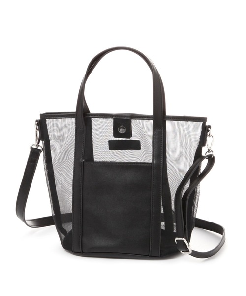 LAKOLE（ラコレ）の「メッシュコンビ2WAYトートバッグ / 119697（トートバッグ・レディース・シルバー/ブラック/ライトブルー・FREE）」の5枚目の写真