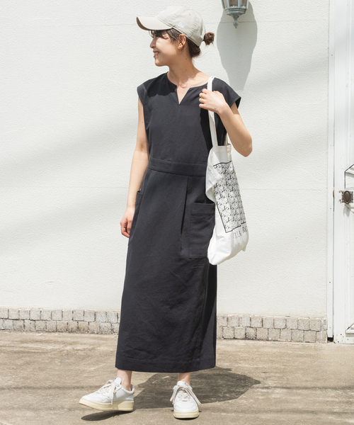 Spick and Span コットンリネンサイドポケットワンピース