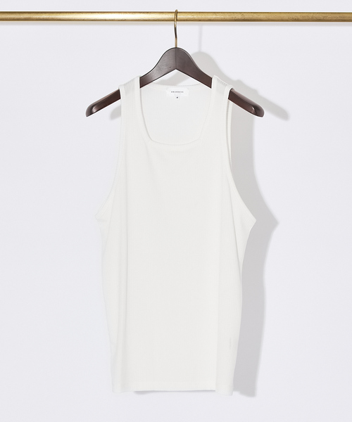 ABAHOUSE（アバハウス）の「【スクエアネック】ストレッチテレコ タンクトップ（タンクトップ・メンズ・ホワイト/チャコールグレー/ブラック・48/46）」の2枚目の写真