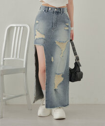 Chico（チコ）の「ダメージカットオフデニムスカート（スカート・レディース）」