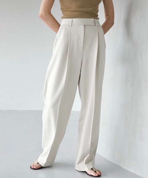 LA PEAU DE GEM（ラポドゥジェム）の「【LA PEAU DE GEM】マニッシュシンプルパンツ（スラックス・レディース・ホワイト/ブラック/ブラウン・1/2）」の2枚目の写真