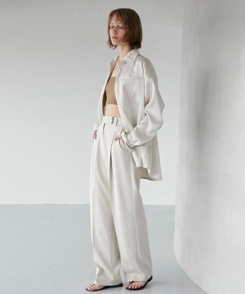 LA PEAU DE GEM（ラポドゥジェム）の「【LA PEAU DE GEM】マニッシュシンプルパンツ（スラックス・レディース・ホワイト/ブラック/ブラウン・1/2）」の7枚目の写真