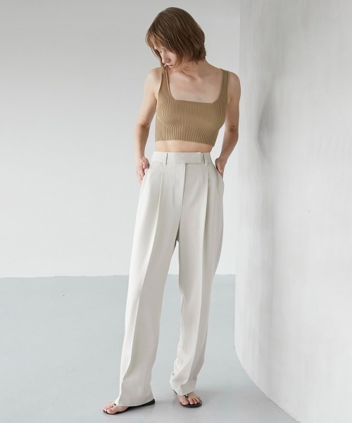 LA PEAU DE GEM（ラポドゥジェム）の「【LA PEAU DE GEM】マニッシュシンプルパンツ（スラックス・レディース・ホワイト/ブラック/ブラウン・1/2）」の8枚目の写真