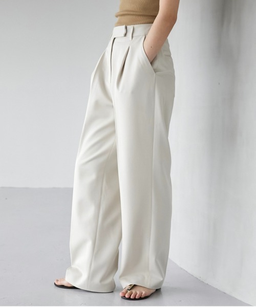 LA PEAU DE GEM（ラポドゥジェム）の「【LA PEAU DE GEM】マニッシュシンプルパンツ（スラックス・レディース・ホワイト/ブラック/ブラウン・1/2）」の5枚目の写真