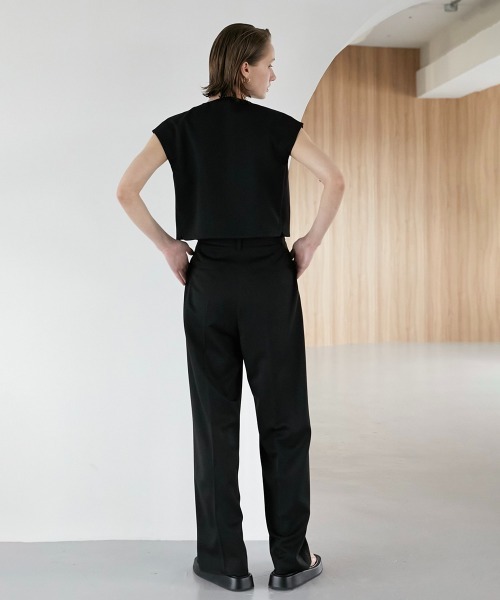 LA PEAU DE GEM（ラポドゥジェム）の「【LA PEAU DE GEM】マニッシュシンプルパンツ（スラックス・レディース・ホワイト/ブラック/ブラウン・1/2）」の14枚目の写真