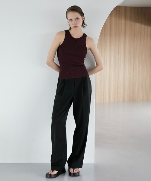 LA PEAU DE GEM（ラポドゥジェム）の「【LA PEAU DE GEM】マニッシュシンプルパンツ（スラックス・レディース・ホワイト/ブラック/ブラウン・1/2）」の10枚目の写真