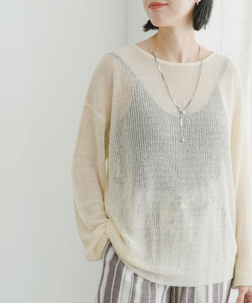 ITEMS URBANRESEARCH(アイテムズ アーバンリサーチ)の「ゴムヤーンニットプルオーバー(ニット/セーター・レディース・イエロー/モカ/オフホワイト・FREE)」の2枚目の写真