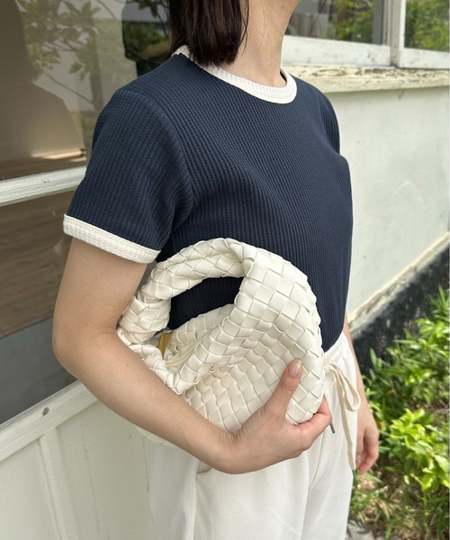 lawgy（ラウジー）の「bicolor waffle compact T / バイカラーワッフルコンパクトT（Tシャツ/カットソー・レディース・ネイビー/アイボリー/グレー・FREE）」の11枚目の写真