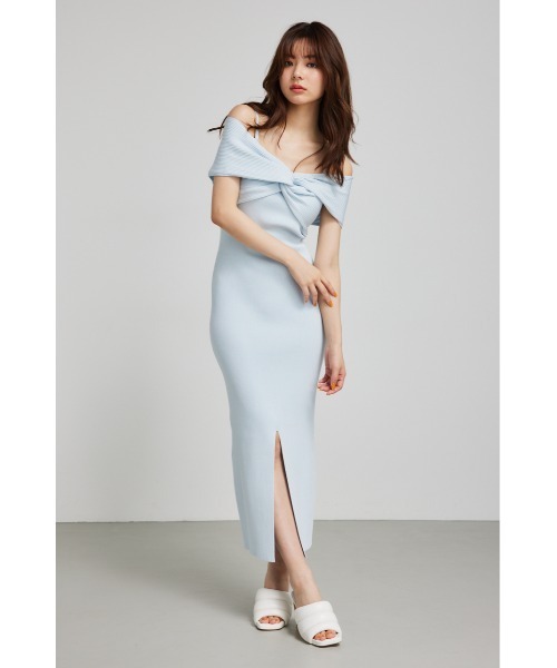 セール】アシンメトリータイトニットワンピース 夏服 サマーニット