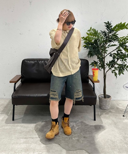 sedacle(セダクル)の「ペイズリー透かしニットポロ(ポロシャツ・メンズ・ブルー/ベージュ/ピンク・SMALL/MEDIUM/LARGE)」の7枚目の写真
