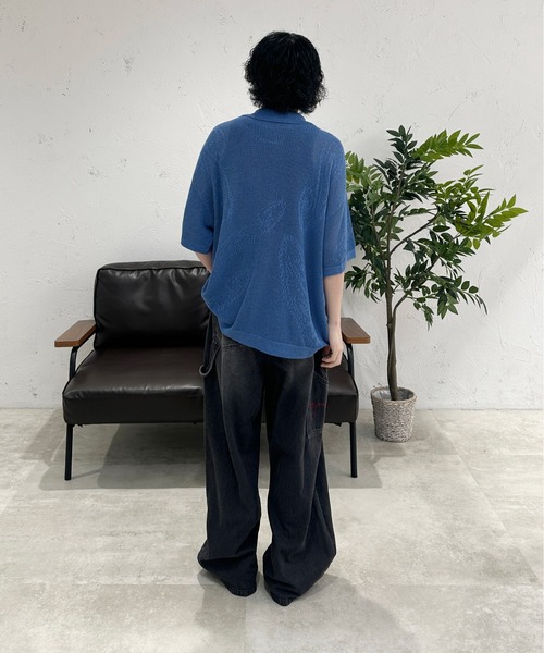sedacle(セダクル)の「ペイズリー透かしニットポロ(ポロシャツ・メンズ・ブルー/ベージュ/ピンク・SMALL/MEDIUM/LARGE)」の20枚目の写真