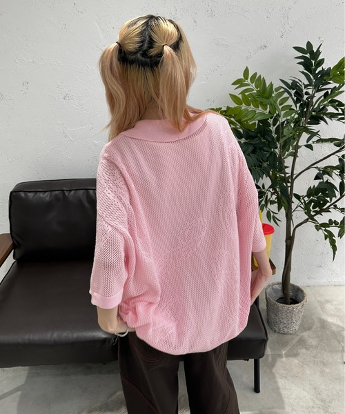sedacle(セダクル)の「ペイズリー透かしニットポロ(ポロシャツ・メンズ・ブルー/ベージュ/ピンク・SMALL/MEDIUM/LARGE)」の21枚目の写真