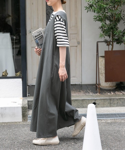 FORK&SPOON（フォークアンドスプーン）の「FORK&SPOON　テントラインジャンパースカート（ワンピース・レディース・ネイビー/オリーブ・1/2）」の8枚目の写真