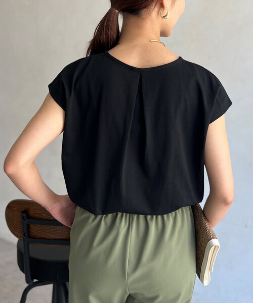 Chez toi（シェトワ）の「フレンチスリーブロゴTシャツ（Tシャツ/カットソー・レディース・ブラック/カーキ/オフホワイト/オレンジ・FREE）」の20枚目の写真