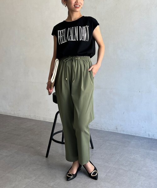 Chez toi（シェトワ）の「フレンチスリーブロゴTシャツ（Tシャツ/カットソー・レディース・ブラック/カーキ/オフホワイト/オレンジ・FREE）」の19枚目の写真