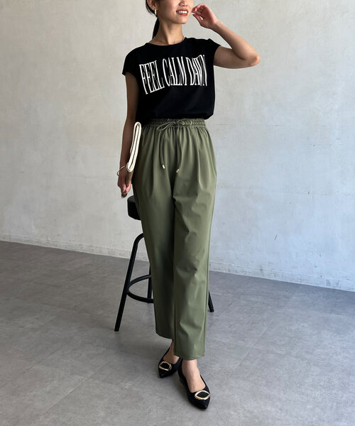 Chez toi（シェトワ）の「フレンチスリーブロゴTシャツ（Tシャツ/カットソー・レディース・ブラック/カーキ/オフホワイト/オレンジ・FREE）」の18枚目の写真